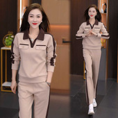 两件套 女装 女2025年新款 显瘦减龄一整套穿搭时尚 翻领休闲运动套装