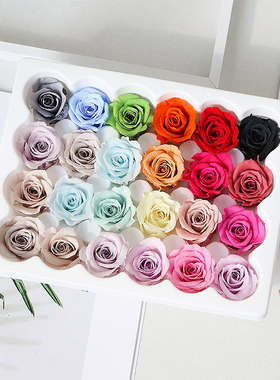 永生花玫瑰1.5-2.5cm单朵24朵装小号花头材料多色整盒diy手工装饰
