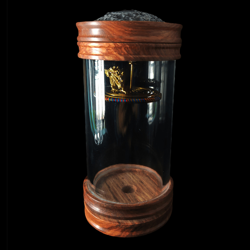 罐王•S56•梨玑角鸣•徐一舟草花梨牛角蝈蝈虫罐配黄铜龙簧60*160