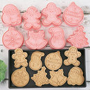 圣诞节卡通饼干模具全套装 曲奇切模翻糖烘焙工具 家用3d立体按压式