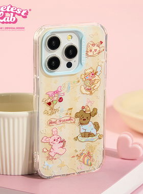 壳试验happy time双层印花适用iPhone17pro卡通手机壳苹果17promax16pro新款创意16promax可爱15pro萌系14pro