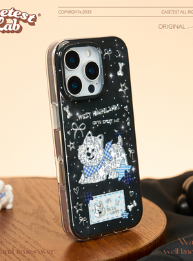 壳试验闪闪西高地双层印花适用苹果17promax16pro手机壳原创卡通涂鸦ins风保护套iphone16promax17pro15pro14