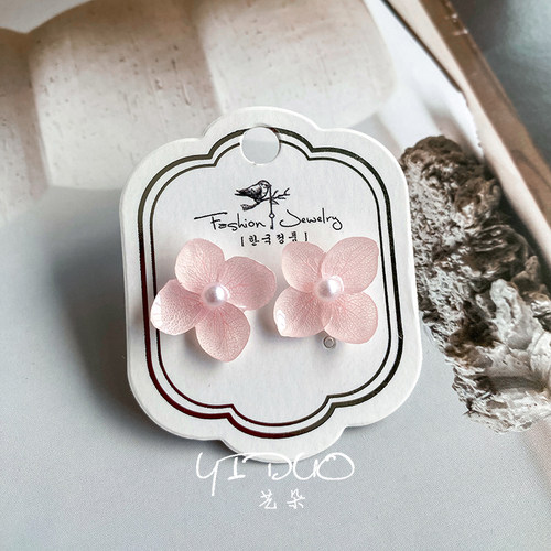 清新天然绣球花小花耳钉女永生花干花花瓣森系超仙植物真花耳饰