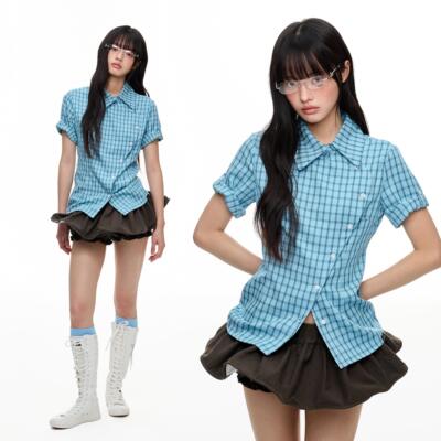 JIKOO【蓝格暮色】短袖格