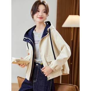 风衣外套女款春秋装2025年新款今年流行爆款时尚休闲连帽开衫上衣