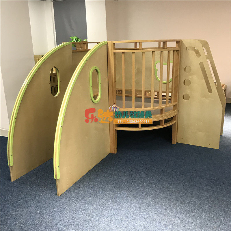 幼儿园儿童实木多层板爬滑组合阁滑梯