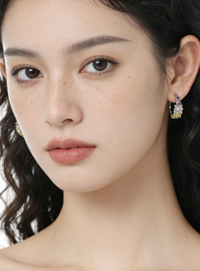 小众设计感彩色锆石小雏菊耳钉女新款多巴胺高级感轻奢气质耳环