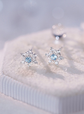 【冬日雪花】原创设计新年足银S999雪花耳钉时尚高级感简约耳饰