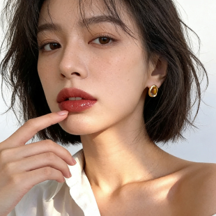 焦糖栗子美拉德风虎眼石椭圆耳钉女氛围感复古秋冬耳环耳饰2026新