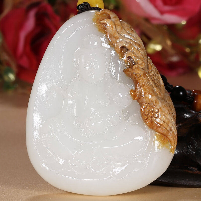【珠宝严选】玉雕名家崔疆胜作品和田玉羊脂玉观音玉牌吊坠男士本