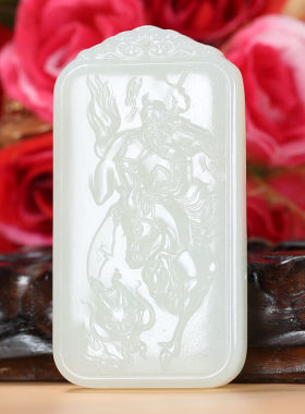 【珠宝严选】苏州玉雕大师万子涵作品和田玉新疆且末料羊脂玉关公