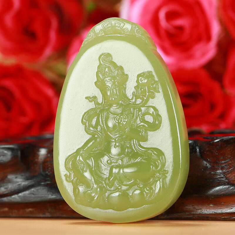 【珠宝严选】和田玉黄玉观音玉牌苏州玉雕大师万子涵作品观世音菩