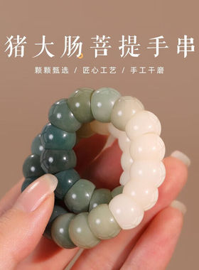 BJYL绿色渐变菩提根猪大肠菩提子学生盘玩手串女绕指柔文玩手链男