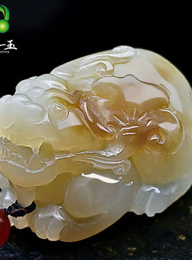 千载一玉【孤品】和田玉貔貅吊坠男女士糖色貔恘玉吊坠玉牌玉佩品