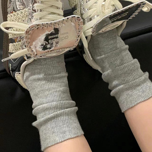 灰色襪子女春秋薄款 中筒襪日系長襪 純棉堆堆襪豎條純色ins潮夏季