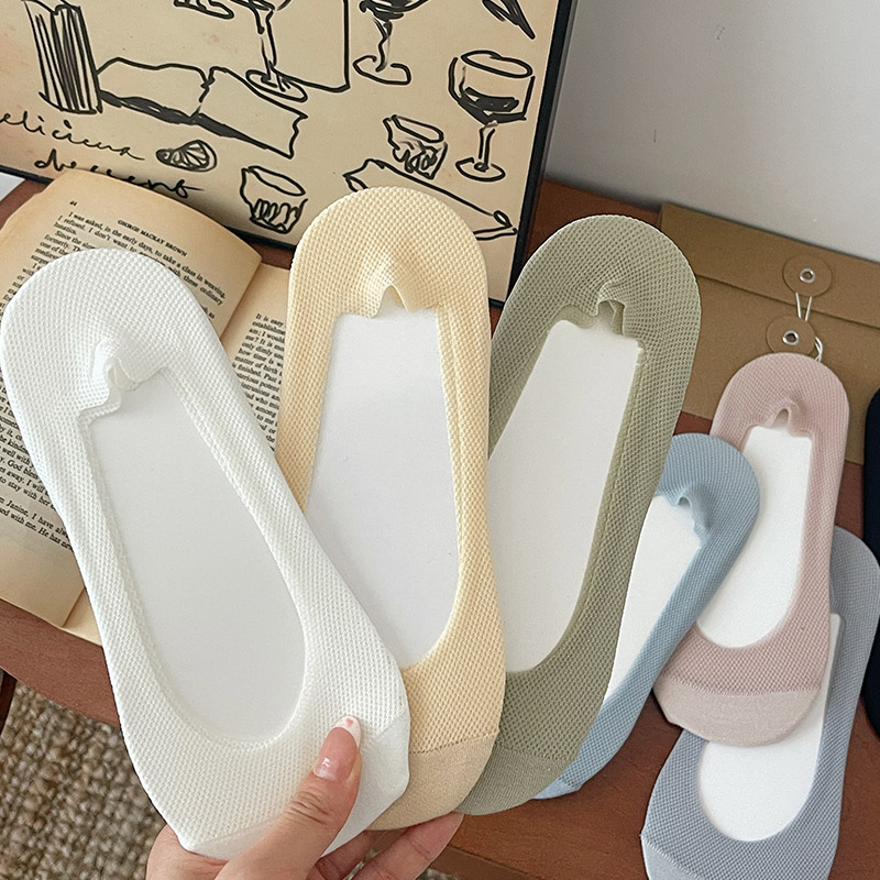 船袜女夏季薄款纯棉浅口隐形防滑不掉跟冰丝高跟鞋单鞋夏天短袜