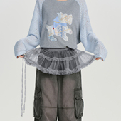 Girlyhalo 网纱木耳边蛋糕半身裙女百搭叠穿屁帘