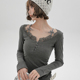 Girlyhalo辣妹长袖 上衣 打底衫 t恤女2024新款 蕾丝吊带小众纯欲修身