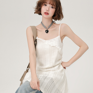 Girlyhalo蕾丝镂空吊带连衣裙女夏季设计感小众叠穿宽松显瘦裙子