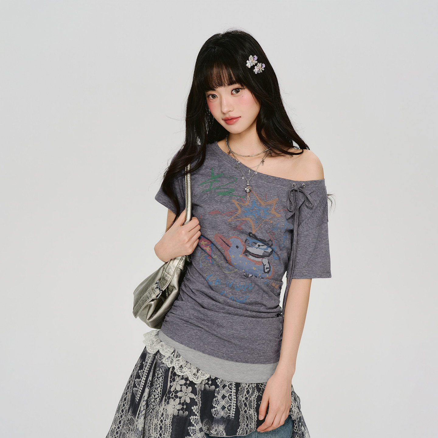 6/6 00:00新品叠加立减后两件8折3件7.8折【Girlyhalo】露肩T恤