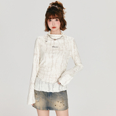 显瘦打底衫 Girlyhalo美式 修身 t恤女秋冬新款 复古奶杏色半高领长袖