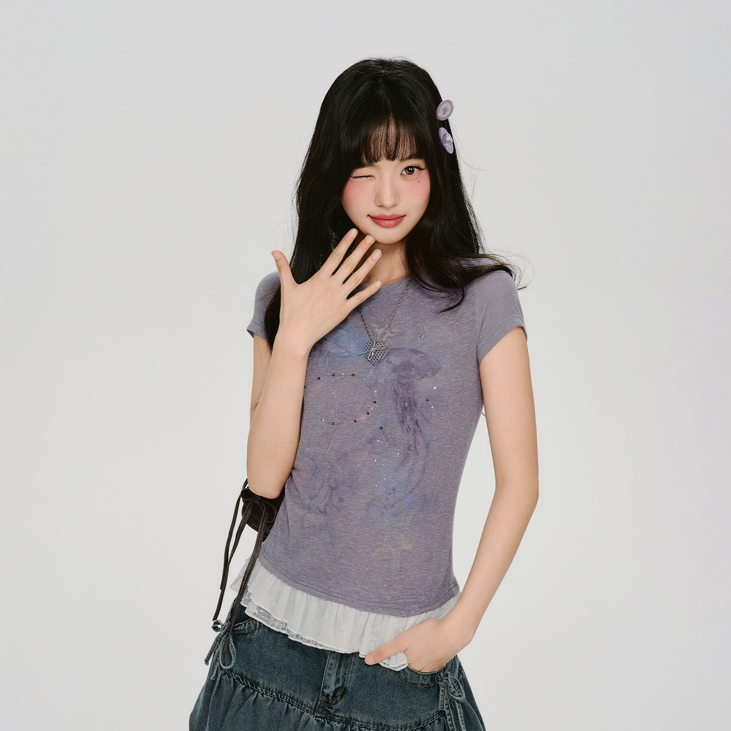 6/6 00:00新品叠加立减后两件8折3件7.8折【Girlyhalo】假两件T恤