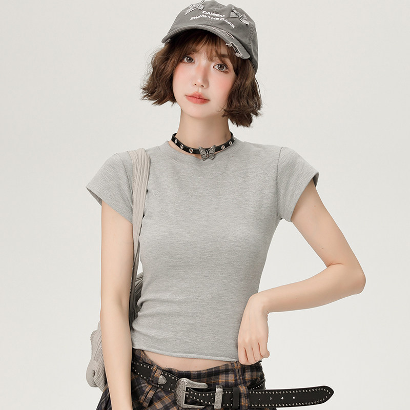 Girlyhalo美式辣妹正肩短袖t恤女夏季基础款圆领修身显瘦纯色上衣,女装/女士精品,背心吊带,淘宝优惠券,粉丝福利购,淘宝优惠卷