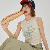 Girlyhalo美式 辣妹上衣 原创印花设计短款 复古吊带背心女夏季 新款