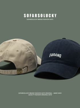 日系水洗软顶鸭舌帽四季百搭字母棒球帽子纯棉显脸小舒适遮阳帽子