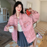甜酷炸街复古粉色皮衣外套女2025秋季新款减龄宽松机车PU夹克上衣，女装短外套，浙宝123A
