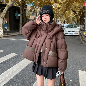 新款！90绒短款连帽个性羽绒服123A-6805-P295-K448-90绒图片