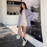 气质紫色西装外套女春秋高级设计感2025年新款韩版休闲chic小西服，女装西装，浙宝123A