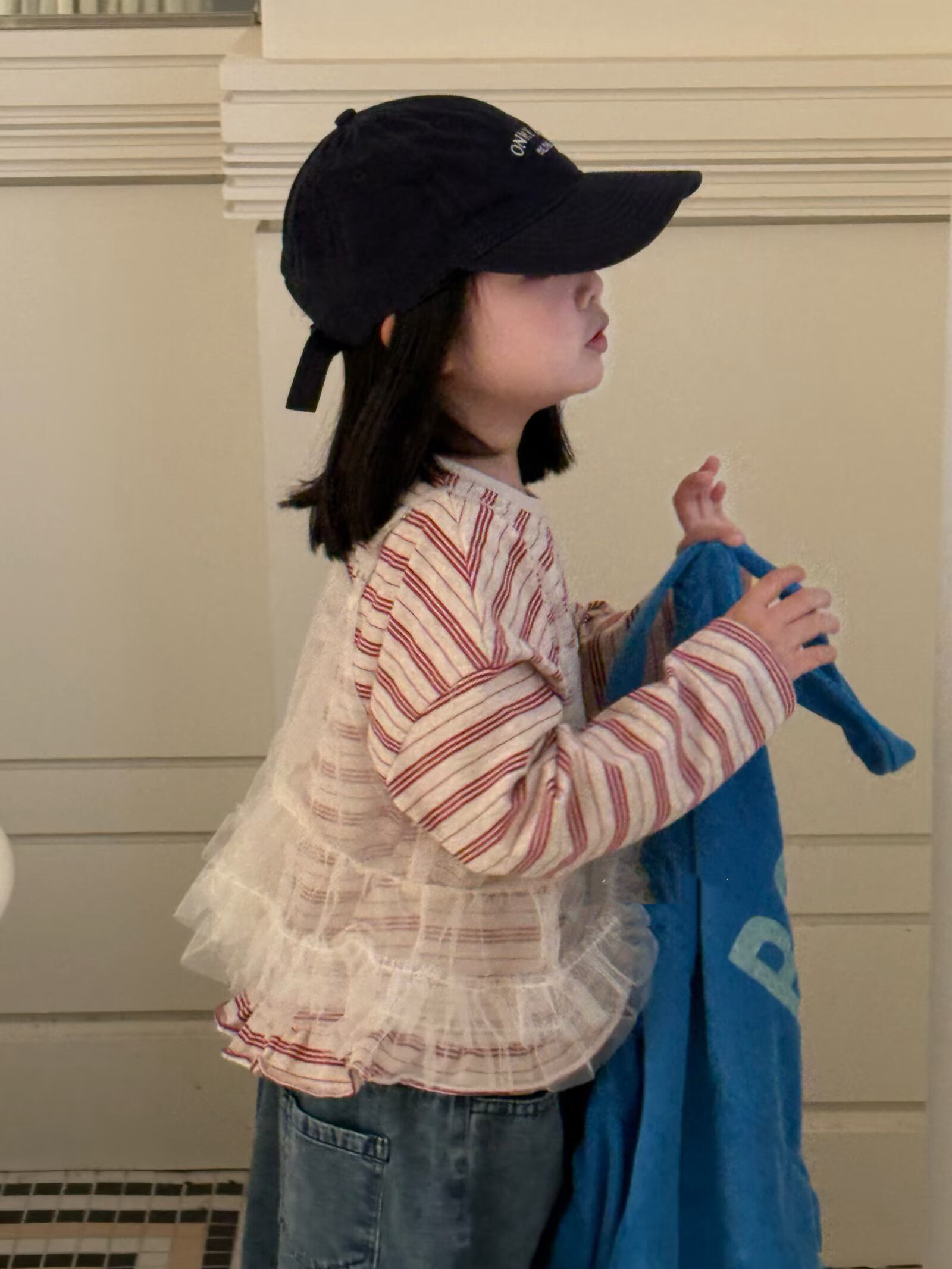 女童叠穿上衣t恤春夏2026女孩韩系背心网纱吊带条纹长袖T恤衫套装,童装/婴儿装/亲子装,T恤,淘宝优惠券,粉丝福利购,淘宝优惠卷