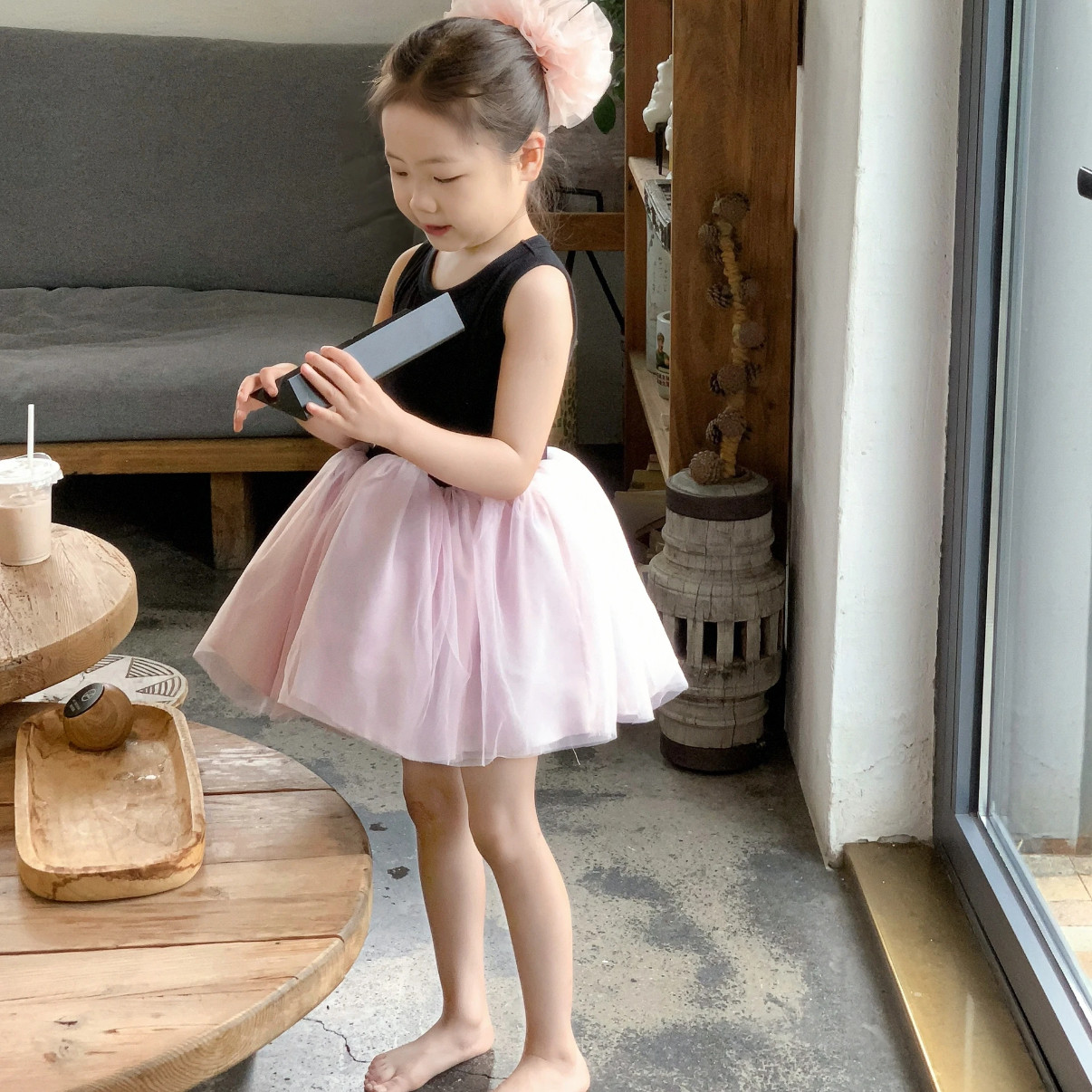 芭蕾风连衣裙女童背心裙夏2025女宝虞书欣同款无袖蓬蓬网纱公主裙