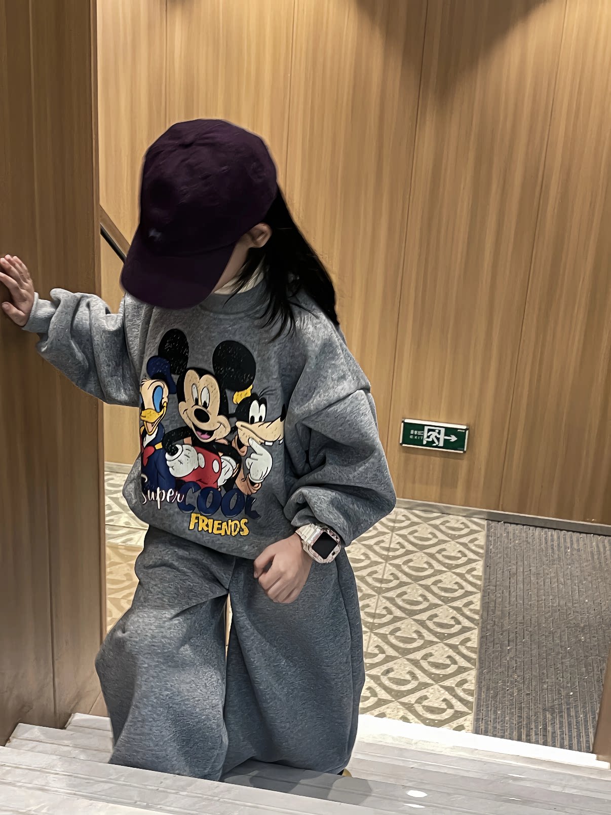 儿童加绒套装加绒加厚秋冬2025男女童套头圆领卫衣裤子米奇两件套