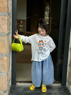女童哭娃长袖防晒吊带裙套装2026女孩薄款罩衫上衣格子裤两件套潮