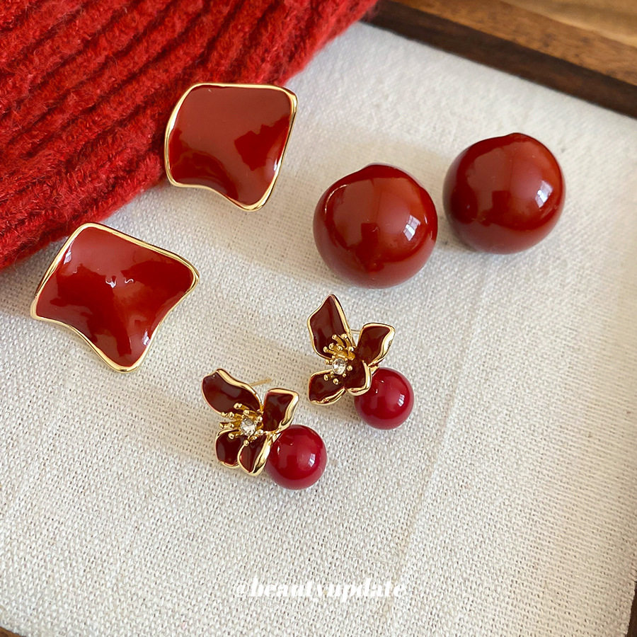 银针安可拉红滴油几何耳钉港风复古气质耳环轻奢高级感小众耳饰女,饰品/流行首饰/时尚饰品新,耳钉,淘宝优惠券,粉丝福利购,淘宝优惠卷