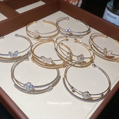 韩系简约精致双层锆石花朵手镯时尚 百搭气质手环轻奢高级感手饰女