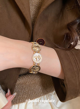 欧美跨境圆形人像手链中古vintag