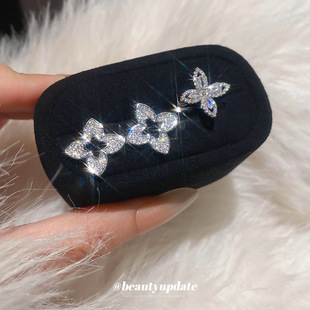 韩系ins风简约锆石镂空花朵耳夹无耳洞耳骨夹耳环轻奢高级感耳饰