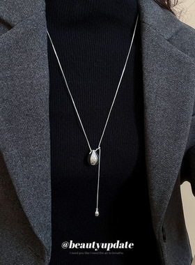 极简风水滴吊坠项链冷淡风休闲时