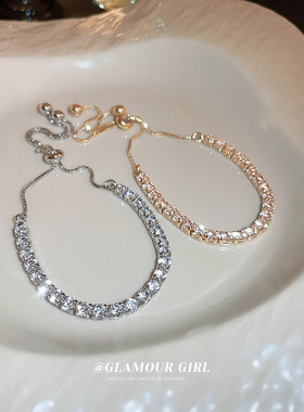 韩国时尚水晶可调节手链轻奢高级感手串手镯个性百搭气质新款手饰