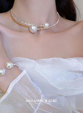 碎银几两珍珠开口项圈夏季网红新款个性chocker项链气质项饰