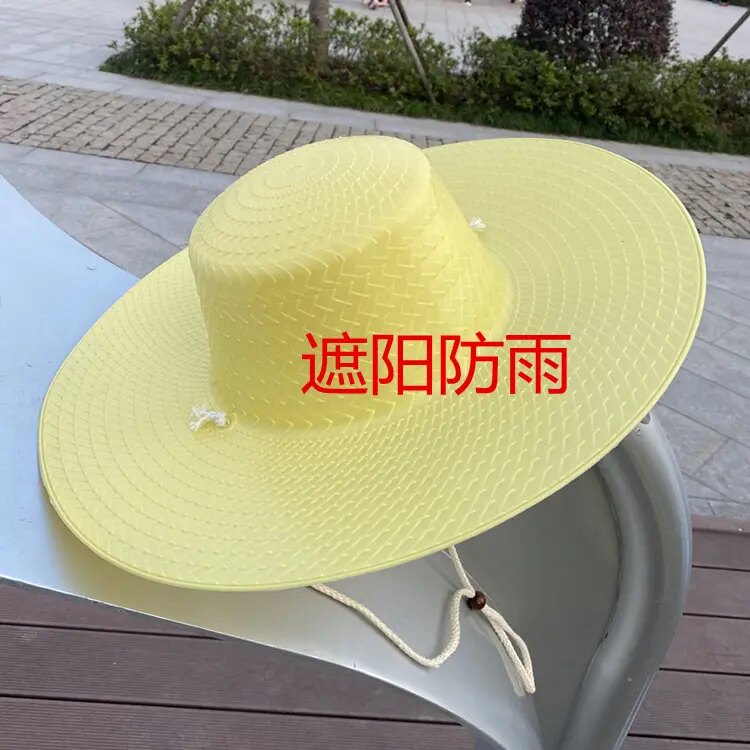 塑料防雨遮阳斗笠帽子男钓鱼帽农用干活中老年遮阳渔夫帽旅游帽