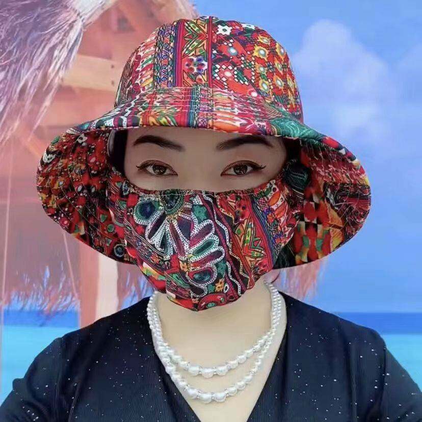 新款帽子防晒夏季下地干活薄款防尘遮阳帽骑行户外脸护采茶帽