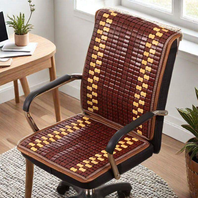 夏季夏天办公椅靠垫凉垫麻将办公室凉席坐垫椅子老板一体电脑椅垫