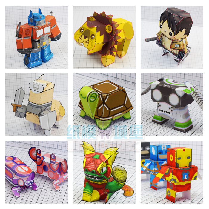 新品卡通动漫纸盒人变形金刚 3D立体纸模型DIY 趣味手工玩具人偶