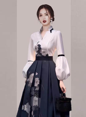 春季春秋连衣裙子女装2024新款高端新中式国风套装古风汉服马面裙