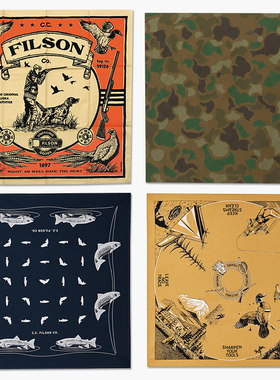 现货Filson复古咔叽小方巾手帕美式机车骑行面巾头巾领巾头带发带