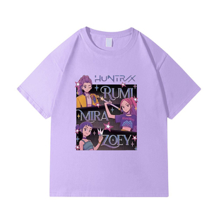 2026新款上衣卡通kpop猎魔女团周边夏季休闲男女童短袖纯棉夏短袖